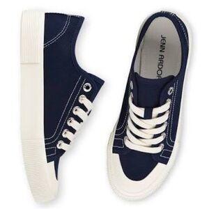 Jenn Ardor Womens Blue Canvas Sneakers